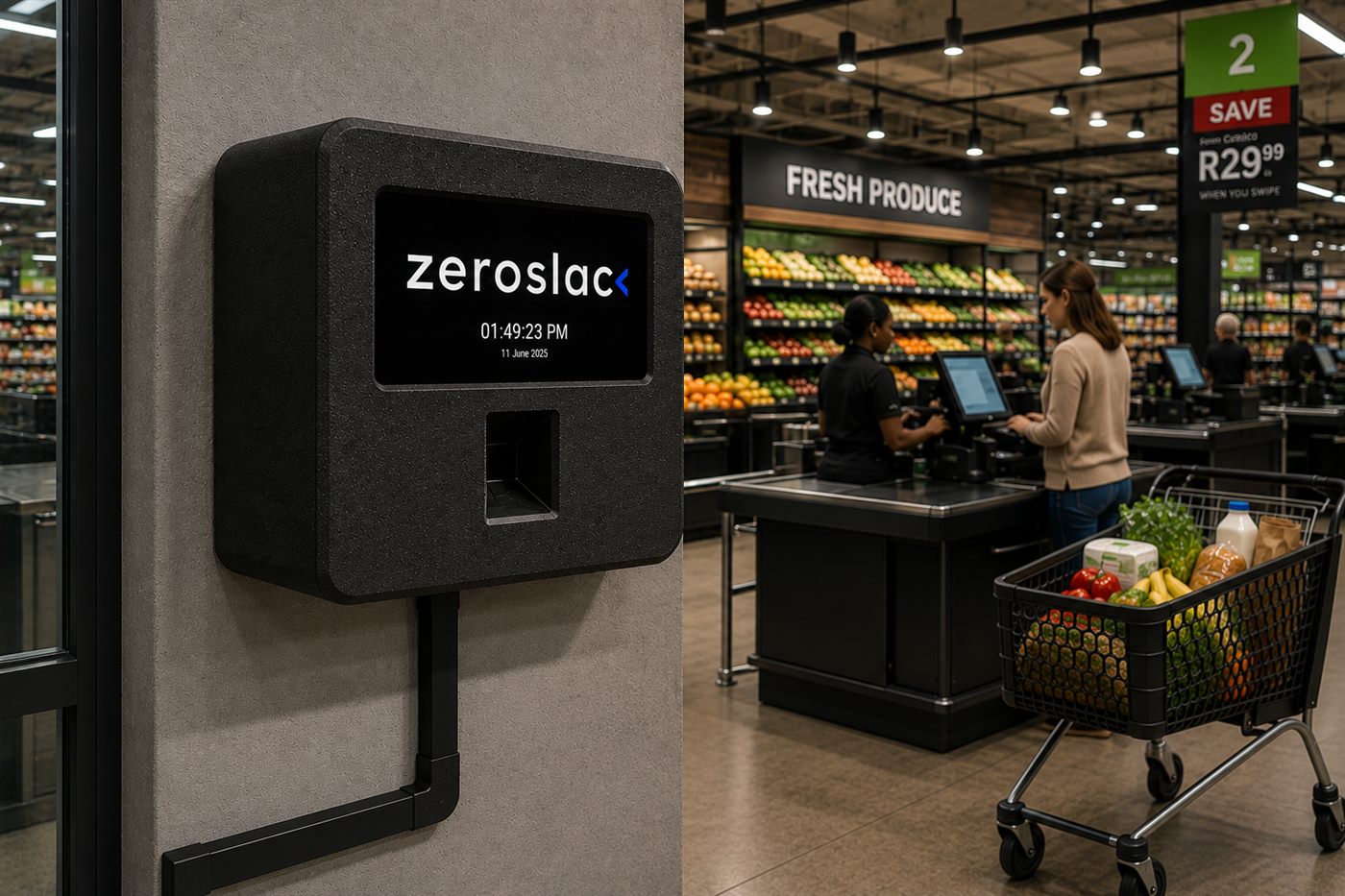Zack biometric terminal in a South African retail environment